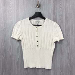 St John Sport White Knit Short Sleeve Top‎ Size P